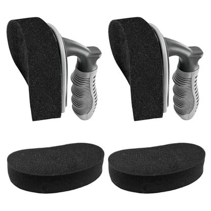 2PCS Car Tire Shine Applicator, High-Density Sponge Tyre Dressing Applicator Pad with Curved Handle & 2 Sponges, Reusable Wheel Polishing Brush Auto Detailing Foam for Applying Tire Shine - color: 2pcs+2 Sponges