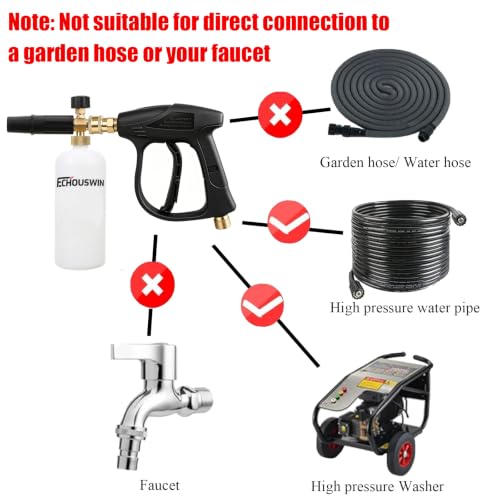 High Pressure Washer Gun with Foam Cannon, Car Wash Foam Gun with 1/4" Quick Connector, Pressure Washer Foam Cannon Kit with 5 Pressure Washer Nozzle Tips, 2 Adapter, 1 Liter