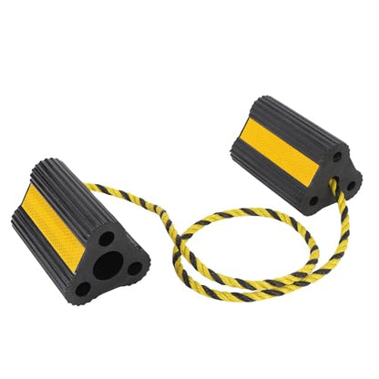 Wheel chocks Heavy Duty, Rubber Wheel Blocks Anti Slip tire Stopper with Rope and Reflective Strips for Trailers Camping Vehicle Truck rv Plane Parking Safety