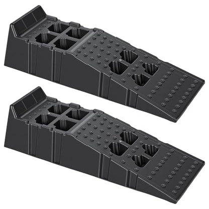 2 PCS Car Ramps for Oil Changes, 13000lbs Heavy Duty Plastic Oil Change Ramps, 12" Wide Low Profile Design with 8.6" Lift Height, Jack Support for Vehicle Service & Garage Repair Black