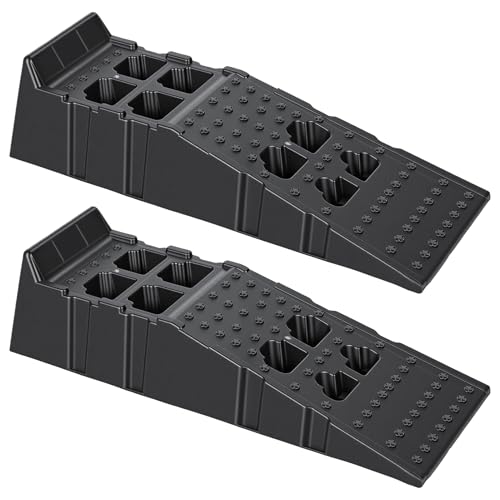 12" Lift Car Ramps, 2-Pack Heavy Duty Low Profile Cars Ramps with 8.6" Lifting Height, 13000lbs GVW Capacity, Portable Car Ramp for Low Cars High Lift and Jack Support Black - color: Black