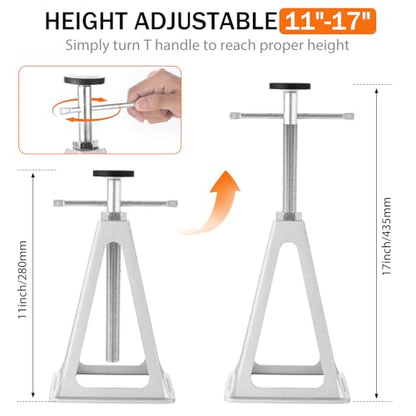 BOYISEN RV Stabilizer Jacks Set of 4，Aluminum Screw Jack Stands Adjustable from 11-17 Inch, Single Stabilizer Jacks for Travel Trailer Support up to 7500 Lbs