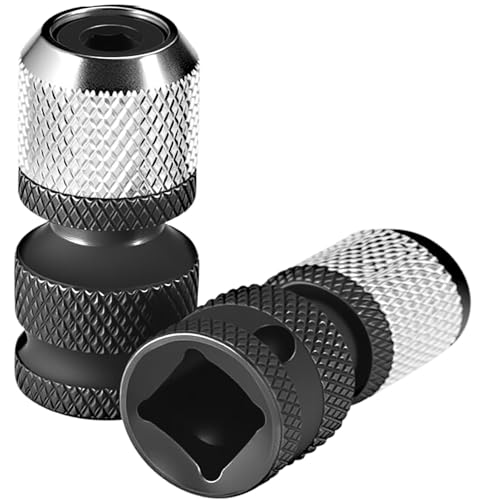 2PCS 1/2 inch Square Drive to 1/4 inch Hex Socket Adapter - CrMo Steel Quick Release Chuck Converter for Impact Wrench Air Tools & Electric Drill