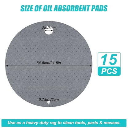 Drum Top Absorbent Pads for 55 Gallon Barrel 15 Pcs, Water Absorbent Mat Oil Spill Mat for Oil-Based & Water Based Fluids Oil Absorbent Mat