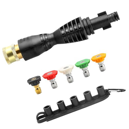 FIXFANS Pressure Washer Gun Adapter, Compatible with Ryobi, Portland, Husky | 1/4” Quick Connector, 6 Inch Power Washer Wand Replacement Kit 5 Spray Nozzles and 1 Tips Holder - size: 6 Inch