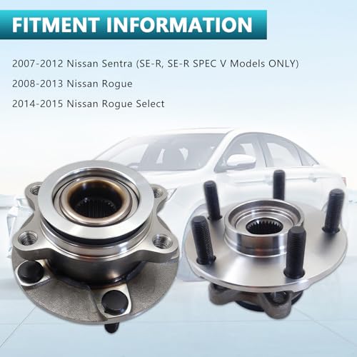 513298 Front Wheel Bearing Hub Assembly for Nissan Sentra 2007-2012, Rogue 2008-2013, Rogue Select 2014-2015 (2PCS) - size: 513298