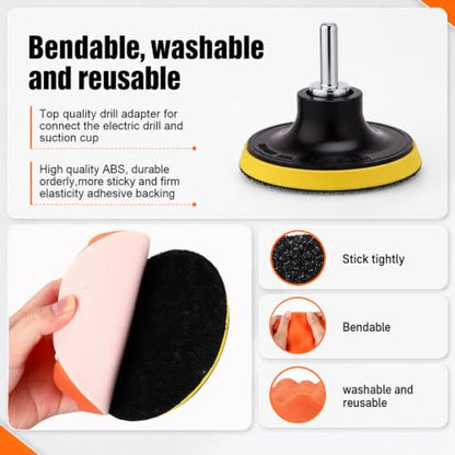 10 Pack 5 Inch Car Polishing Pad Kit Bulk, Sponge Buffing Pads with Woolen Cutting Pad and 5 Inch Backing Plate M10 Drill Adapter for Car Detailing Waxing Polishing - size: 5 Inch
