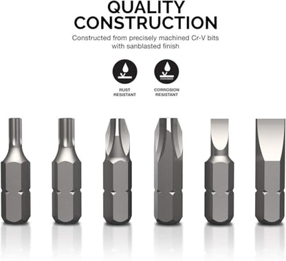 NEIKO 10048A Security Bit Set 100-Piece Set Cr-V Steel 1/4-inch Adapters Phillips Slotted Hex Torx Star Tamperproof Pozi Square Spanner Torque Tri-Wing Clutch Spline Wing Nut, Security Torx Bit Set - size: Screwdriver Bit, style: Security