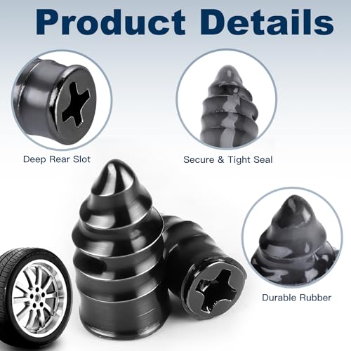 60PCS Tire Repair Rubber Nail Kit Screw-in Tire Plugs with Screwdriver Portable Emergency Puncture Repair Tool for Car Motorcycle Truck and Tractor