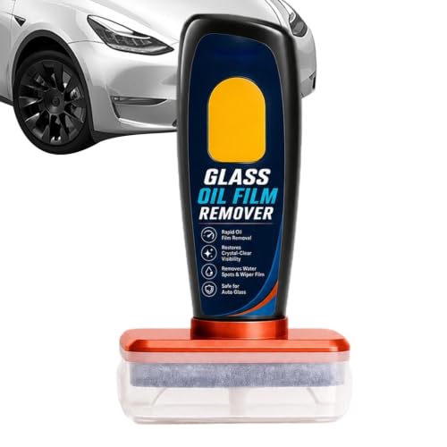 Windshield Oil Film Remover, Anti Rain Glass Cleaner Kit, Car Glass Cleaning Brush Tool, Water Spot Removal Cleaner, Auto Restoration Set for Safe Driving Water Spots 5.51x3.54in