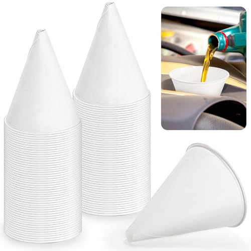 Hedume 120 Pcs Disposable Engine Oil Funnels, Paper Funnel, Automotive Car Fuel Cone Funnels Dispenser for Motor Oil, Water, Engine Oil, Gas, Coolant
