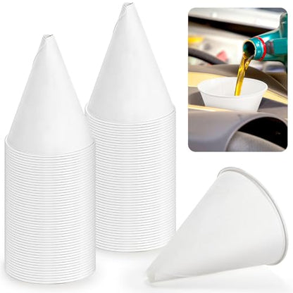 Hedume 120 Pcs Disposable Engine Oil Funnels, Paper Funnel, Automotive Car Fuel Cone Funnels Dispenser for Motor Oil, Water, Engine Oil, Gas, Coolant