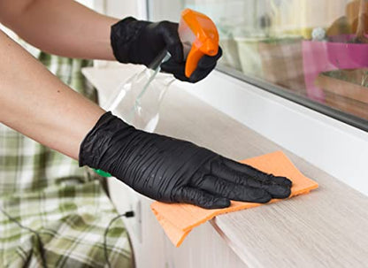 Atlantic Safety Products Black Lightning Exam Gloves, Disposable, Powder-Free Nitrile Gloves (1000, Medium) - size: Medium, style: 1000