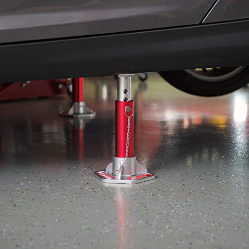 BIG RED T43004 Torin Aluminum Jack Stands with Locking Support Pins: 3 Ton (6,000 lb) Capacity, Red/Silver, 1 Pair - color: RED