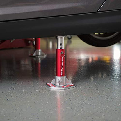 BIG RED T43004 Torin Aluminum Jack Stands with Locking Support Pins: 3 Ton (6,000 lb) Capacity, Red/Silver, 1 Pair - color: RED