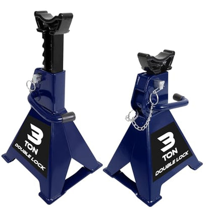 TCE AT43005AU Torin Steel Heavy Duty Jack Stands: Double Locking Pins, 3 Ton (6,000 lb) Capacity, Blue, 1 Pair (2 Pack) - style: Wide Base