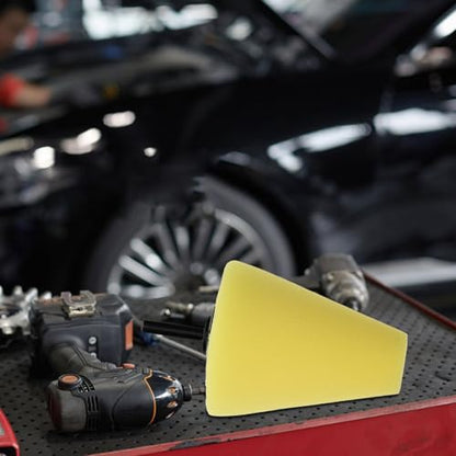 Car Polishing Wheel Sponge Buffing Pad for Drill with Conical Design, Easy to Install, Yellow Sponge Polishing Kit for Car Wheel Hub Detailing and Cleaning