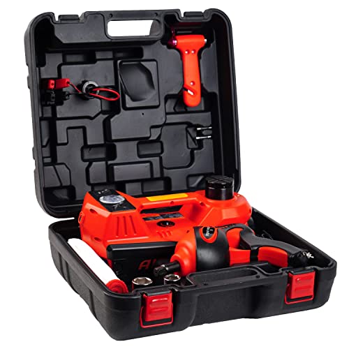 STANDTALL Electric Car Jack Kit 5 Ton 12V Electric Jack for Car with Impact Wrench and Tire Inflator Pump for SUV Sedan Truck Change Tires Garage Repair - color: Red Jack+Impact Wrench