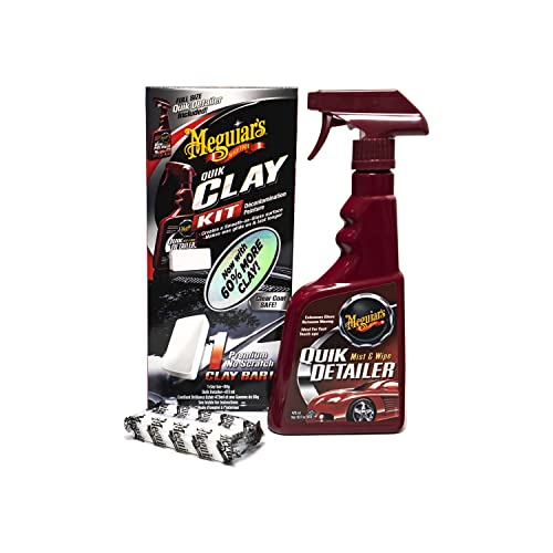 Meguiar's G1116EU Quik Clay Bar Starter Kit With 80g Of Clay And 473ml Detailer To Safely Remove Surface Bonded Contaminants Such As Tar, Tree Sap, Overspray And Industrial Fallout - size: 8 Fl Oz (Pack of 2)