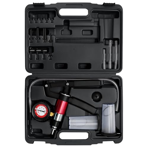 YSTOOL Hand Held Vacuum and Pressure Pump Brake Clutch Fluid Bleeder Tool Kit Oil Change Power Steering Fluid Bleeding Set with Pressure Gauge Jar Adapters for Auto Car Truck Motorcycle Use Black Case - color: Black