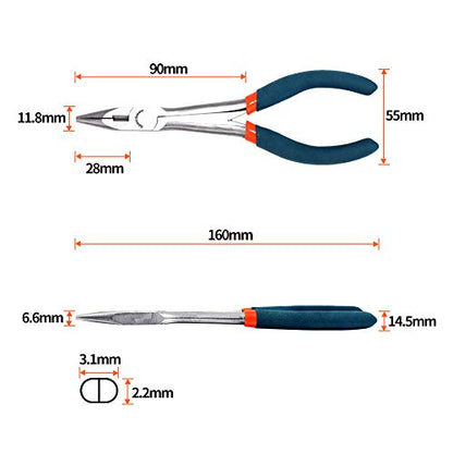 SPEEDWOX Long Nose Pliers Long Reach 6 Inch Mini Wire Cutter Side Cutting Fine Pliers for Hard to Reach Confined Areas Serrated Jaws High Leverage Reduce Efforts Jewelry Making Tools - style: Long Nose Pliers