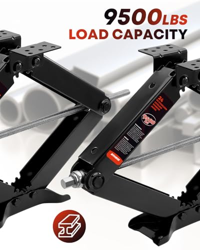 Kohree 9500 lbs RV Stabilizer Jacks 24", Leveling Scissor Jacks for Travel Trailer, Set of 4, Heavy Duty Camper Stabilizer Jacks Kit with Anti-Slip Handle and Drill Socket, Easy to Install - size: 4P-9500-24inch