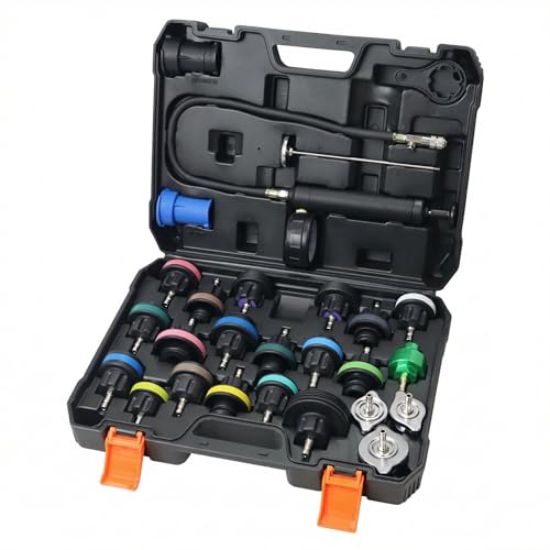 Coolant Pressure Tester Kit – Radiator System Leak Detector & Cooling Test Tool with Tesla, Porsche Adapter (27-Piece) (Nylon)