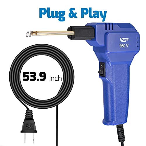 WEP 960-V Plastic Welder Kit 110V with LED Lights with 200 Hot Staples and Pliers for Car Bumper Plastic Welding, Plastic Gas Tank Repair, a Great Automotive Tools for Mechanics - color: Blue