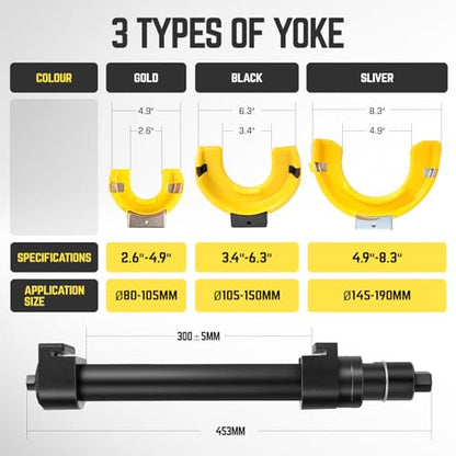 DNA Motoring Interchangeable Universal Strut Spring Compressor Kit, Fork Strut Coil Extractor Tool Set with Safety Guard and Storage Box, TOOLS-00784