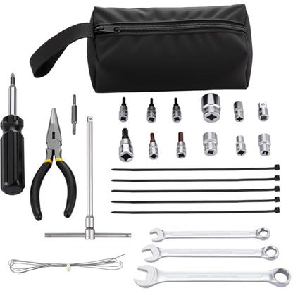 26 Pcs Motocross Tool Kit Include Combination Wrench, Hexagonal Bit, Bits, Sleeve, Screwdriver, Drive T-handle Driver, Drive Adapter, Needle-nose Pliers, Cable Ties (Classic Style)