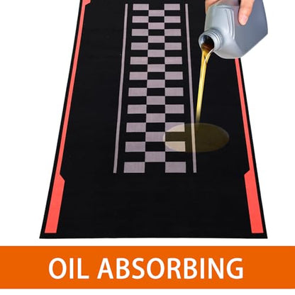 Drydiet Motorcycle Mat Garage Floor Rug Washable Parking Mats for Garage Floors Non Slip Oil Absorbent Pad Rubber Backing Layer Protects Floor(Track Style,78 x 31 Inch) - size: 78 X 31 Inch, style: Track Style