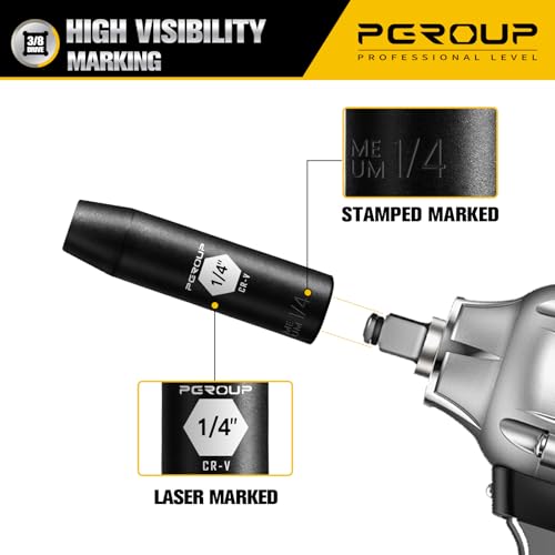 3/8” Drive Deep Impact Socket, SAE(1/4 Inch socket), 6-Point, Cr-V Steel With Black Manganese Phosphate Coating - size: 1/4-inch