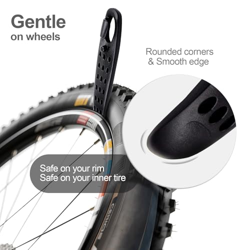 Prutomr Ultra Strong Bicycle Tyre Levers, 2 Sets Compact Bike Tire Repair Kit, Sturdy Plastic Bike Tire Spoons Set, Reliable Cycling Changing Tools, Quick Repair Pry Bar Lever Kits, Red, Black