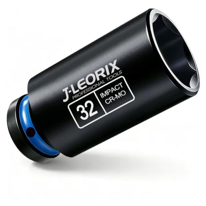 32mm Deep Impact Socket 1/2" Drive CR-MO Steel 6-Point | CR-MO steel impact socket set. 1/2" drive, 6-point design. Deep reach for lug nuts & axle nuts. - size: 32mm