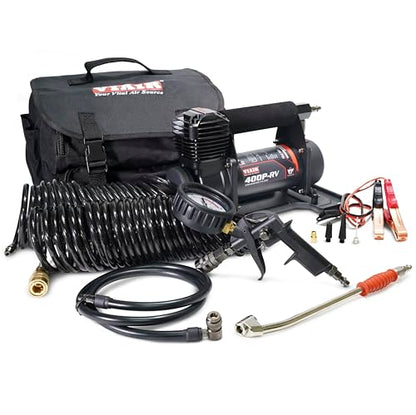 VIAIR 400P-RV EF Enhanced Flow - 40144 12V Tire Inflator Portable Air Compressor with RV Inflation Gun, 90 Degree Chuck | 33% Duty Cycle @ 100 PSI, Max Pressure 150 PSI (SAE, Alligator Clips) - style: Enhanced Flow Portable