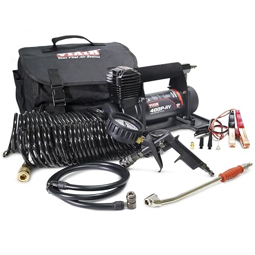 VIAIR 400P-RV EF Enhanced Flow - 40144 12V Tire Inflator Portable Air Compressor with RV Inflation Gun, 90 Degree Chuck | 33% Duty Cycle @ 100 PSI, Max Pressure 150 PSI (SAE, Alligator Clips) - style: Enhanced Flow Portable