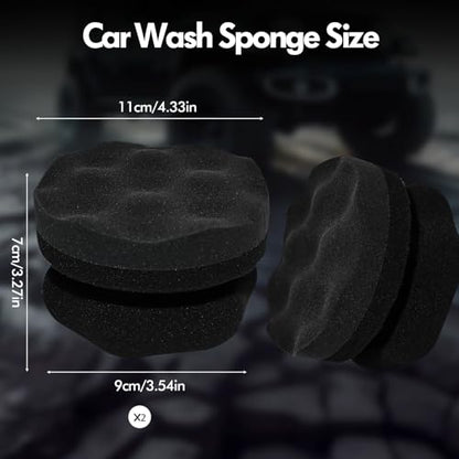 2 Pack Large Tire Hex Tire Shine Applicator Pads (Black) | Durable and Reusable Grip Applicator, For Tire Polishing Car Cleaning - color: Black