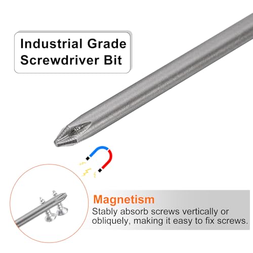 HARFINGTON 5pcs #1 Phillips Screwdriver Bit PH1 1/4" Hex Shank 3" (75mm) Long Magnetic S2 Steel Industrial Grade Screw Driver Bit Cross Head Electric Drill Bits 0.157" (4mm) Rod - size: PH1 x 75mm x 4mm