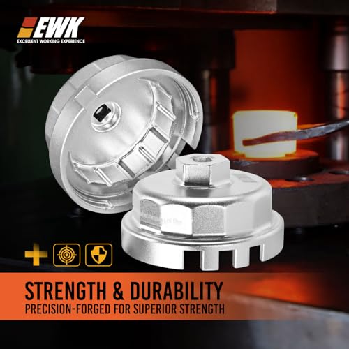 EWK 64mm 14 Flute Oil Filter Wrench with 4-Slot Grip, Forged Aluminum Removal Tool for Toyota Camry, Tundra, Tacoma, Lexus 2.0L - 5.7L Engines - style: Oil Filter Wrench