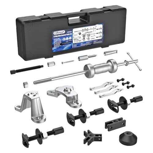 CARVALAX 12-Way Slide Hammer Puller Set | Auto Repair Kit for Hub, Bearing, Gear & Axle Extractor, Dent Removal, Heavy Duty 23-Piece w/Case - size: 12-Way