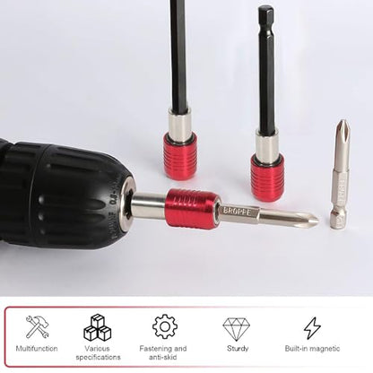 Mwellewm Drill Bit Extension Set, 4Pcs Magnetic Drill Screwdriver Bit Holder Bar Chuck Adapter Extender 1/4 inch Hex Quick Release Bit Holder for Impact Driver Screws Nuts Drill - size: One Size