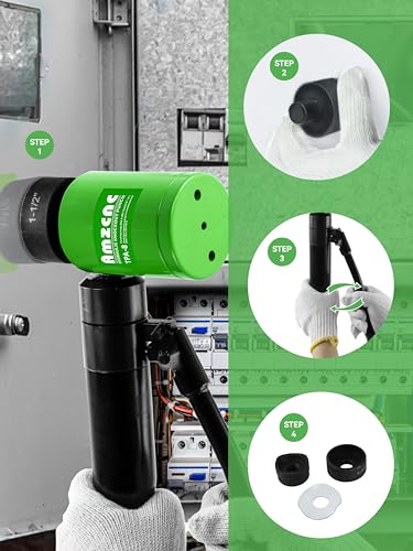 AMZCNC Hydraulic Knockout Punch Kit 8Ton 1/2-2in Electrical Conduit | Electricians Panel Punching Steel Aluminum Brass Copper Electrical Wiring Cabinet Installation Industrial Construction Repair - style: 1/2”~2”