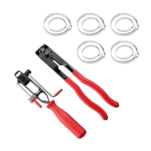 Car CV Joint Boot Clamp Pliers Kit, Carbon Steel Vehicle Joint Ear Clamp Banding Tool with Adjustable CV Boot Band Clamps, Automotive Repair Tool, Universal for SUV Automobile Truck (Red)