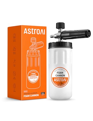 AstroAI Foam Cannon for Pressure Washer, Wide Neck Car Wash Foam Sprayer with 1/4" Quick Connect Plug, Adjustable Nozzle Dense Foam, Detailing Accessories for Cars, Bikes & Home Cleaning, 1 Liter