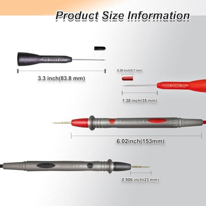 Multimeter Leads Kit, 49-Inch Silicone Test Leads, CAT III 1000V 20A | Premium probe accessories; gold-plated tips; alligator clips; 0.8 mm back probes; fits Fluke, AstroAI and Klein meters