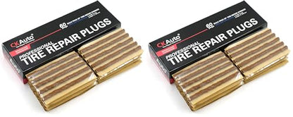 CKAuto 60pcs 4" Brown Tire Repair Strings, Automotive Tool Tire Repair Plugs for Tubeless Off-Road Tires Car, Bike, ATV, UTV, Wheelbarrow, Mower (Pack of 2) - color: Brown, size: 4" x φ0.236" 60pcs (Pack of 2)