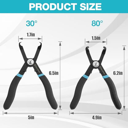 DURATECH Push Pin Pliers Set with 30 Degree and 80 Degree Offset Jaws | 2-Piece Rivet Removal Tool, Spring Loaded, Plastic Spraying, Remove Trim Plastic Fasteners, Rivets, Clips