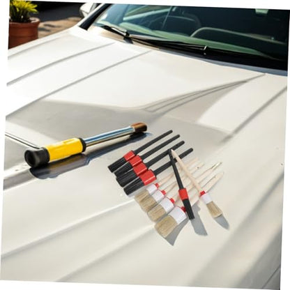 10pcs Car Detail Cleaning Brush Set with Fine Round Head, Pp Bristles for Interior and Engine Detailing, Dashboard and Air Vent Cleaning Tools for Auto Maintenance