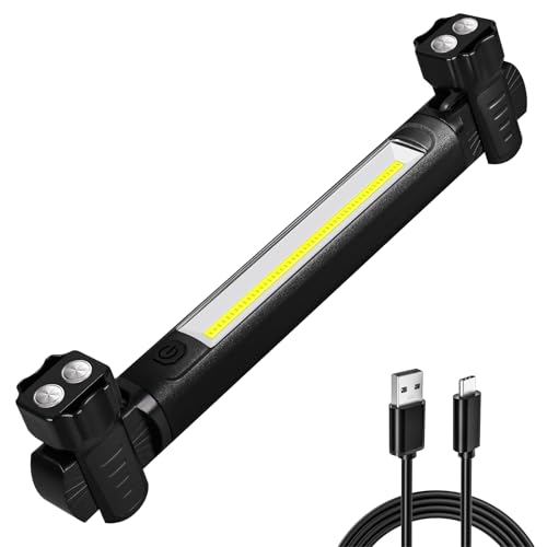 Work Light, 2500LM Ultra Bright, 5200mAh Rechargeable LED Work Lights, Magnetic Underhood Work Light Bar with Hooks, Portable Mechanic Light for Car Repairing Inspection Garage Workshop Emergency - color: Black