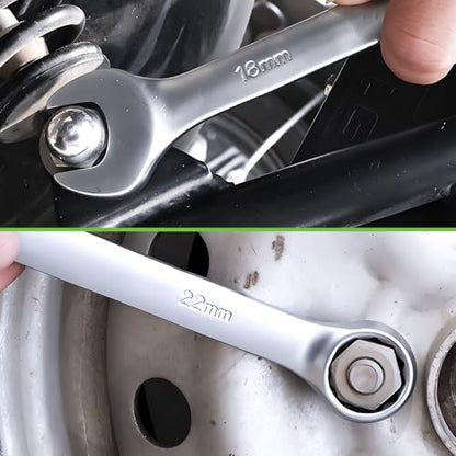 Der Erwachte Combination Wrench Set,SAE & Metric,30-Piece, 1/4'' to 1'' & 8-22mm,CR-V Steel,with Rolling Pouch - size: 30 Piece (Metric+Sae)